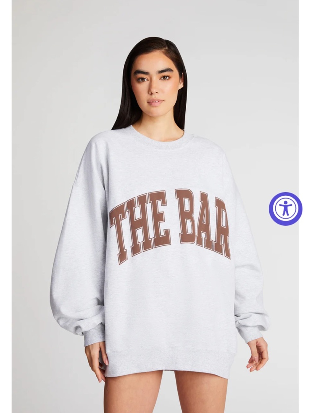The Bar Light Gray Crewneck Sweater with Brown Logo